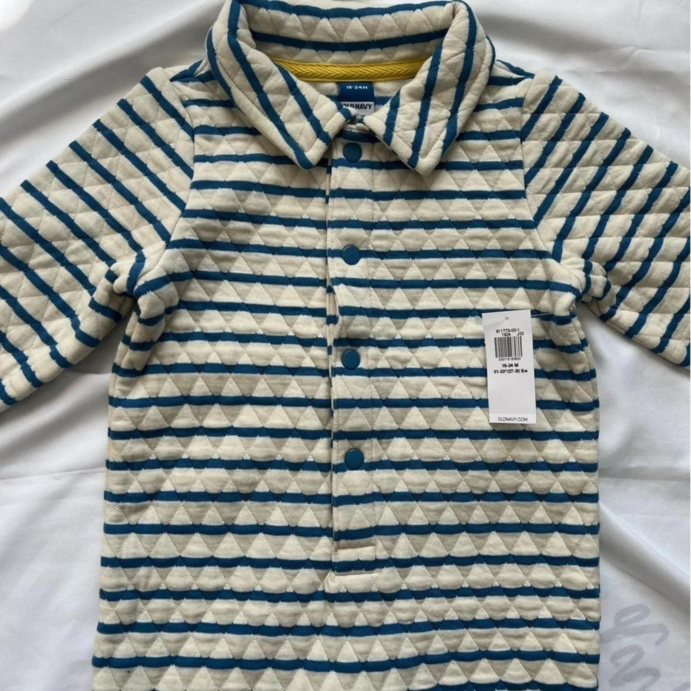 Old Navy Unisex Striped Blue and White Quilted Kids One Piece Size 18-24 Months